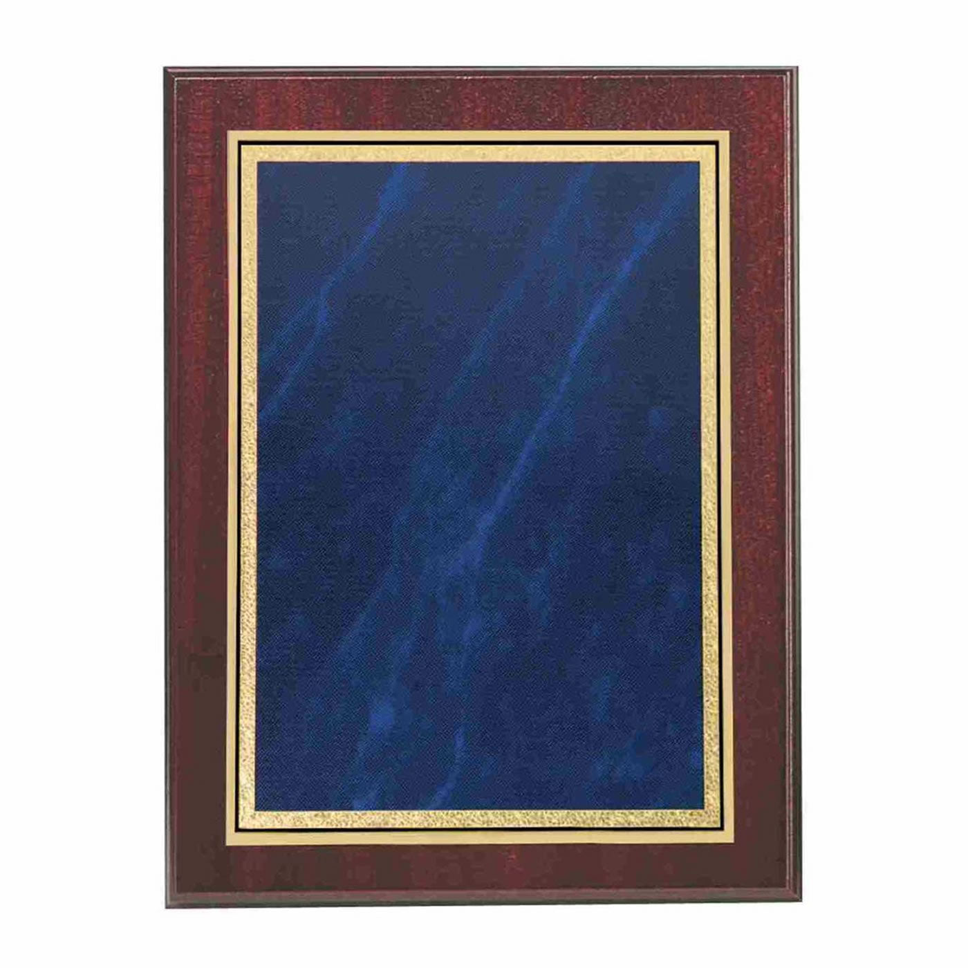 Mahogany Finish Wall Hanging Plaque - Blue Marble Mist Front