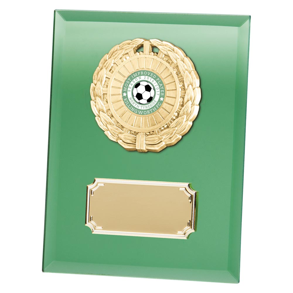 Mirage Multisport Award Mirror Glass Plaque Green