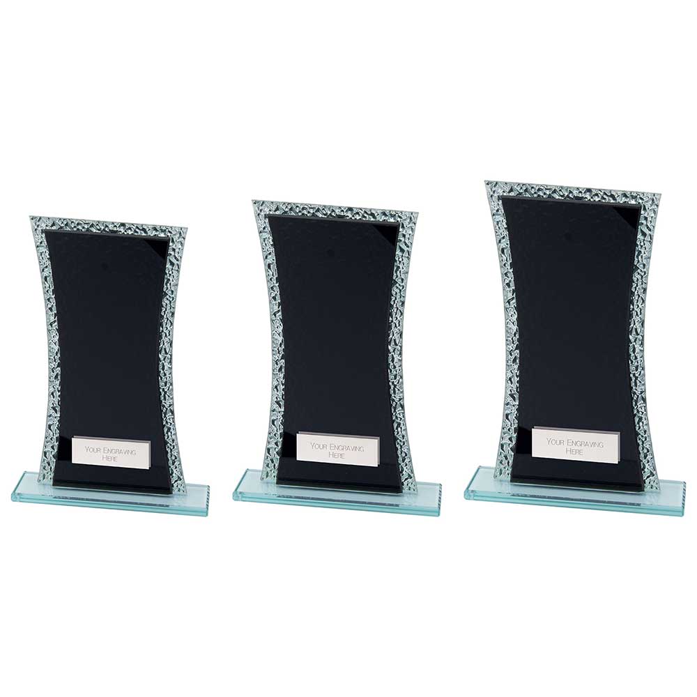 Eternal Glass Award Trophy Black Cracked Silver