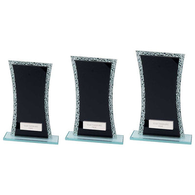 Eternal Glass Award Trophy Black Cracked Silver