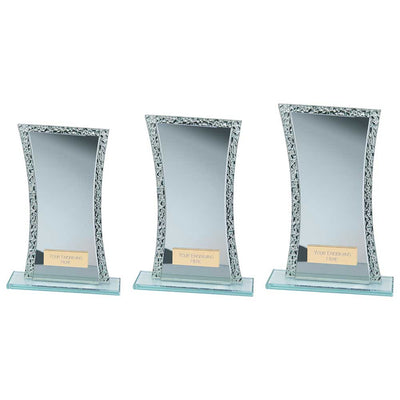 Eternal Glass Award Trophy Blue Cracked Silver