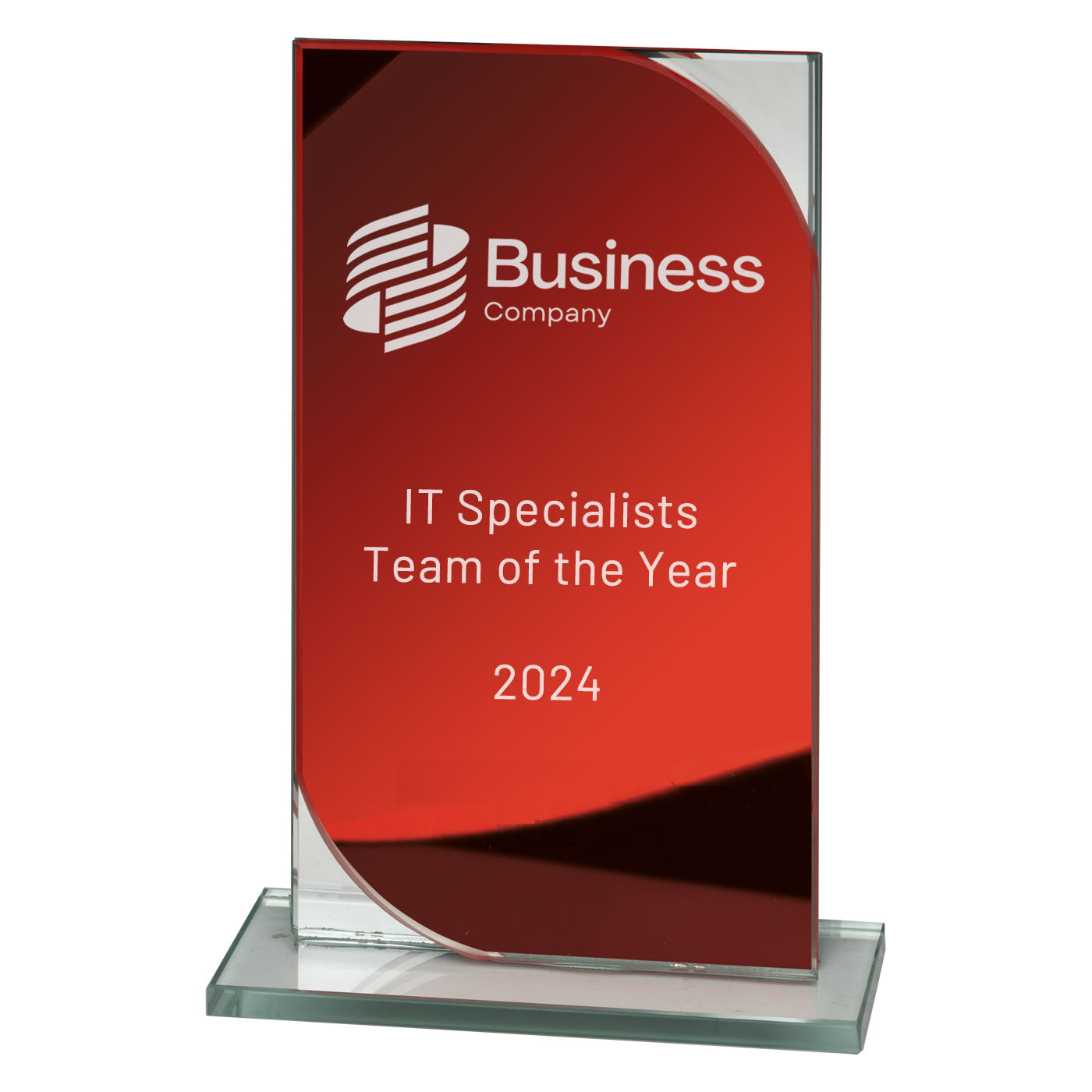 Seismic Mirror Glass Award Trophy - Red & Silver