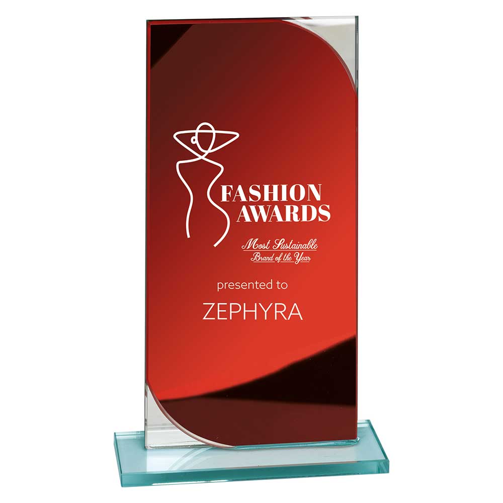 Seismic Multisport Mirror Glass Award Trophy Red Silver