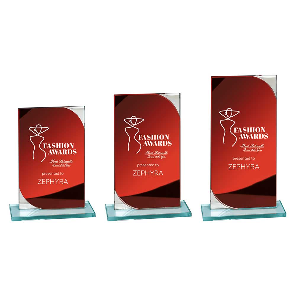 Seismic Multisport Mirror Glass Award Trophy Red Silver
