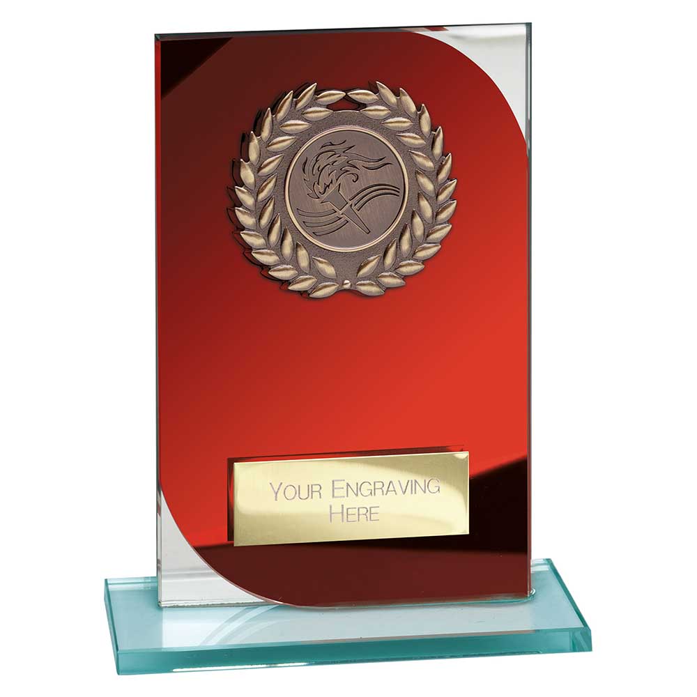 Seismic Multisport Award Glass Trophy Red Silver