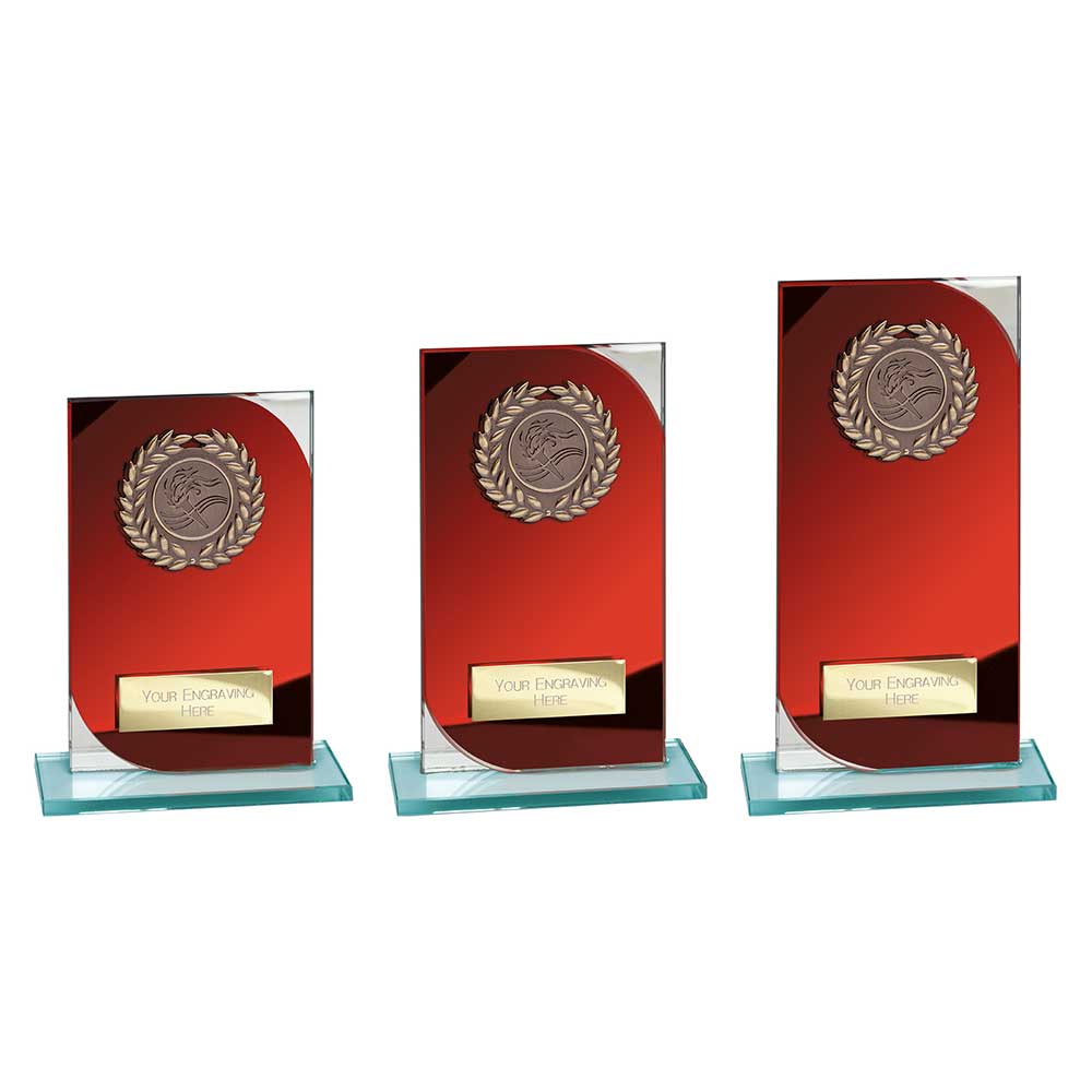 Seismic Multisport Award Glass Trophy Red Silver