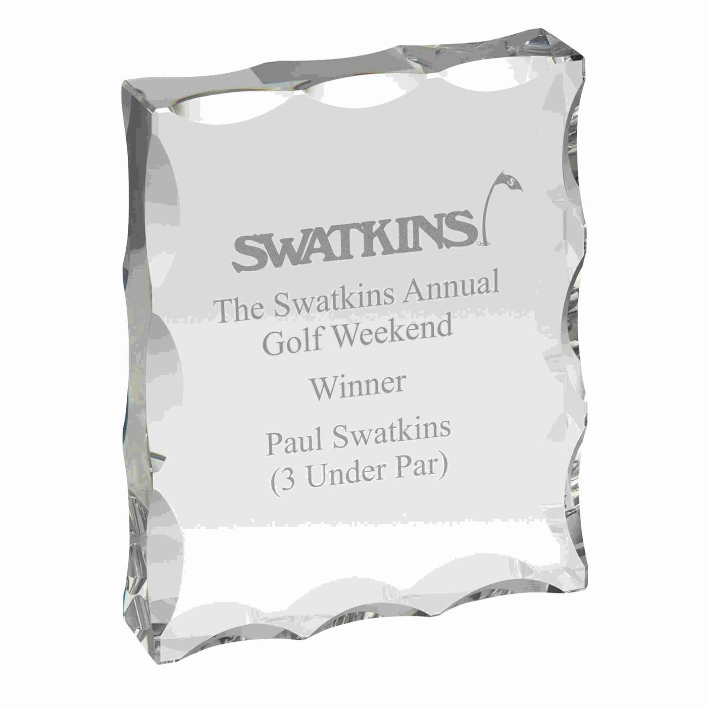 Clear Jagged Edge Optical Crystal Award Trophy