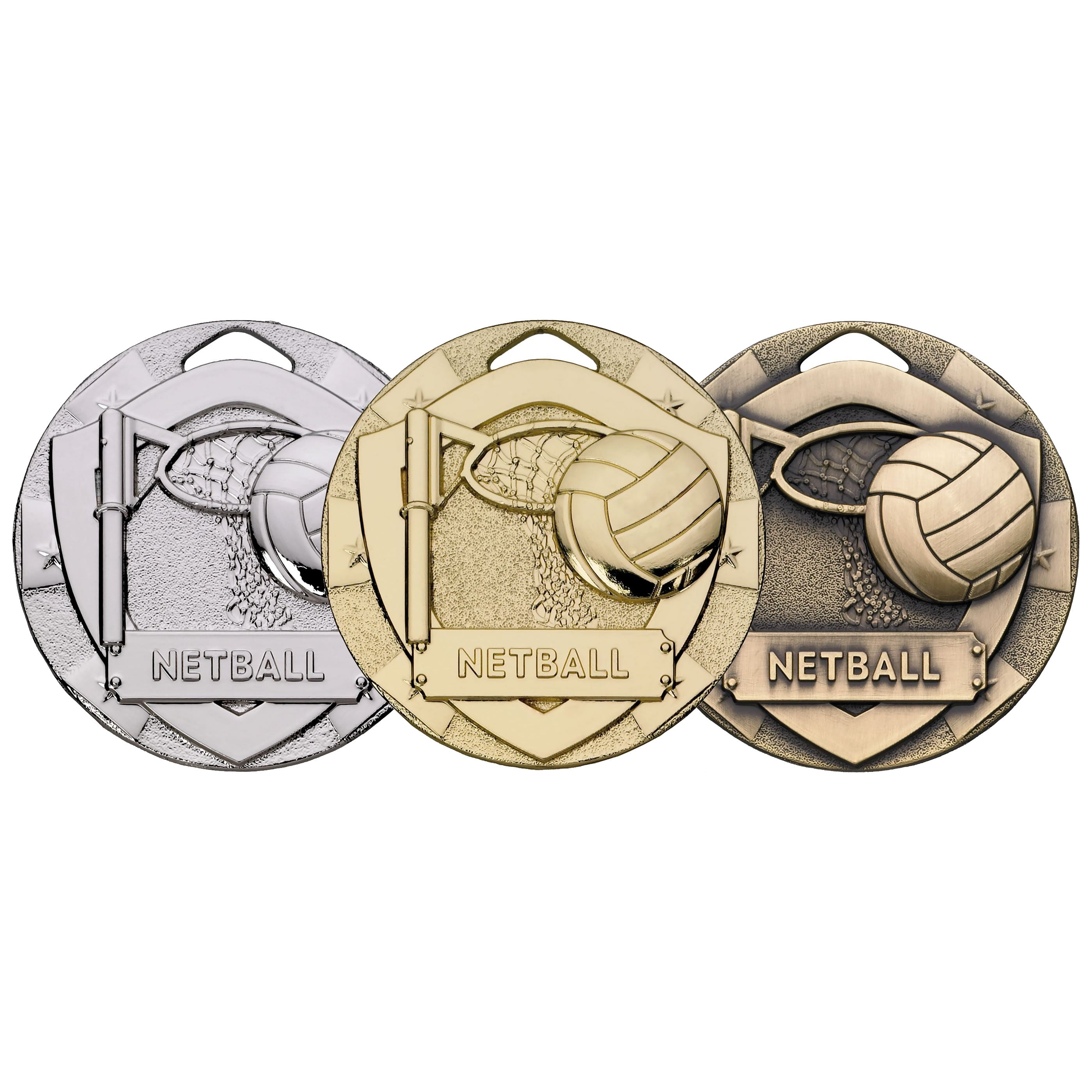 Netball Mini Shield Medal Gold - 50mm – North East Trophies