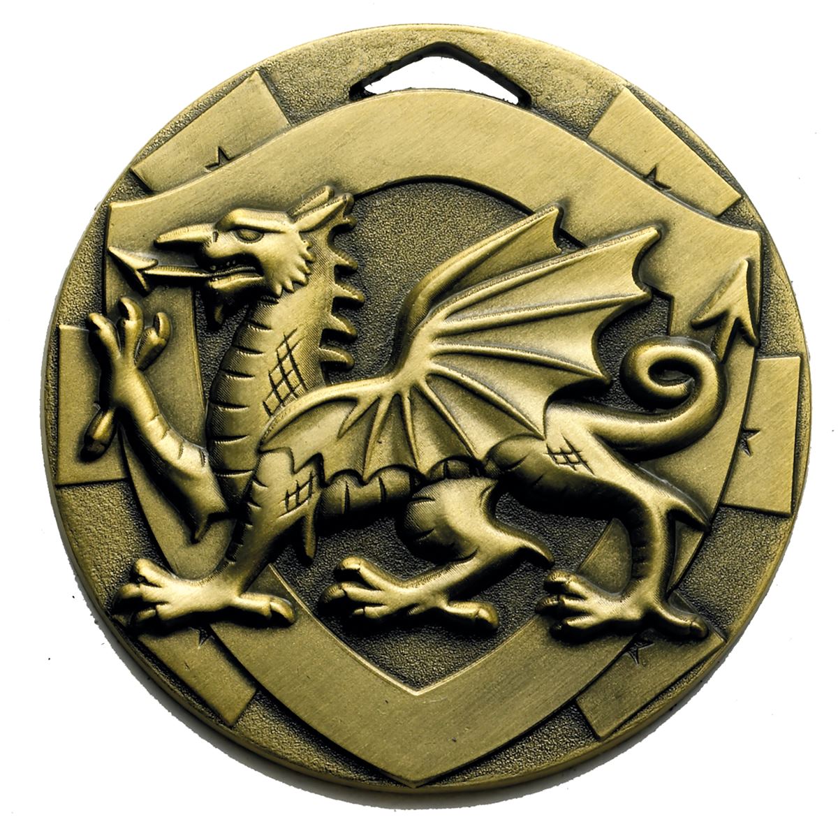 Welsh Dragon Gold Medal 50mm