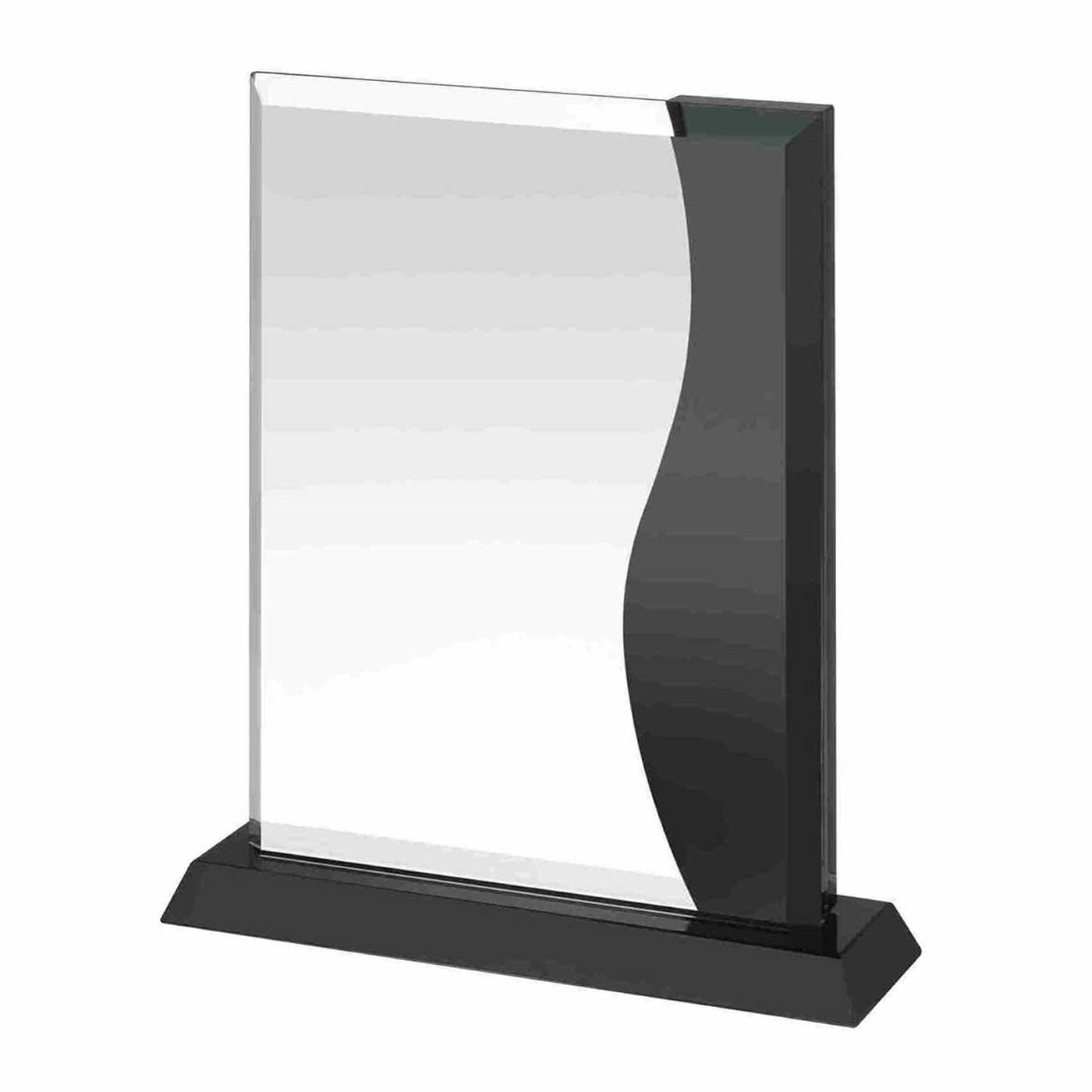 Clear & Black Wave Crystal Award  Trophy