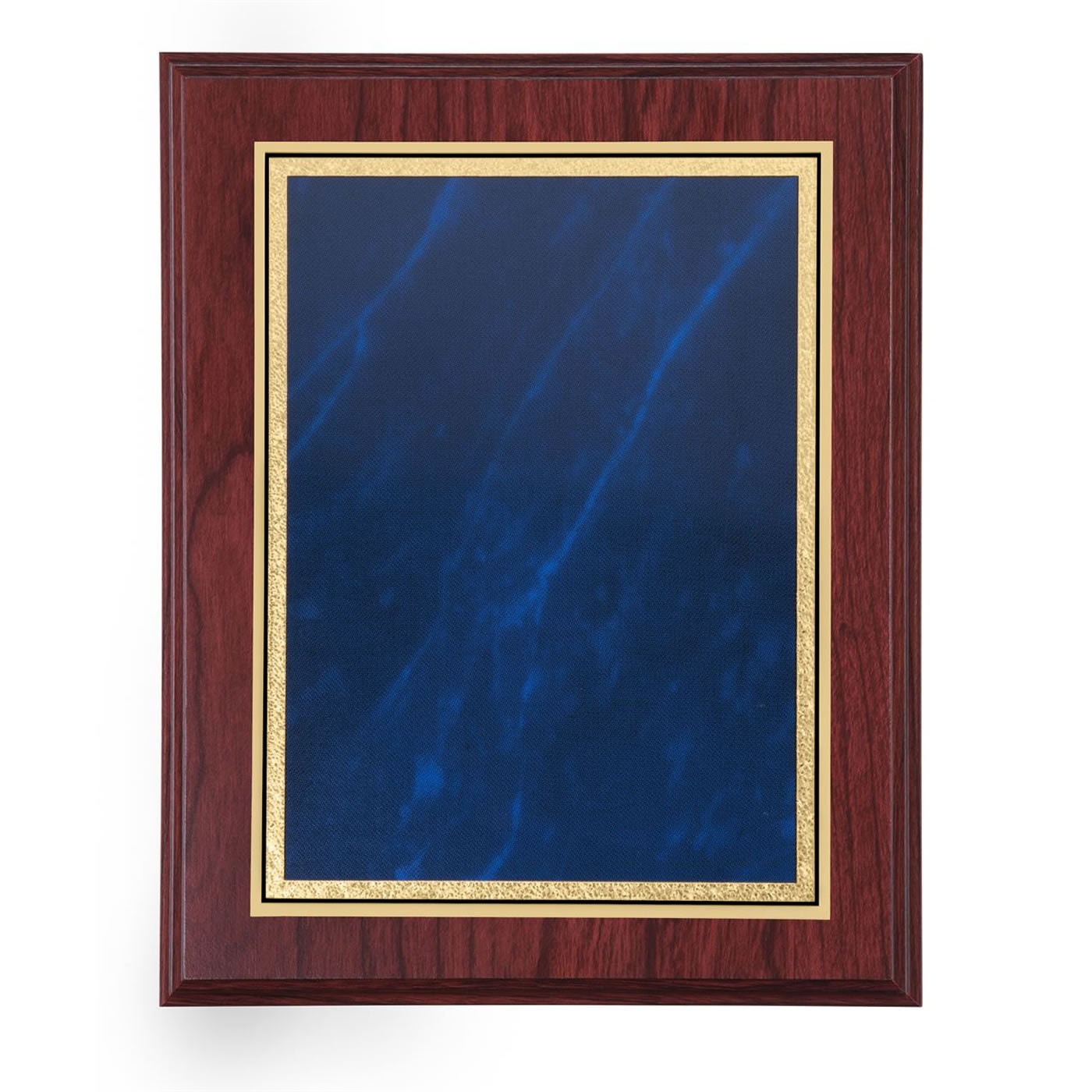 Mahogany Finish Plaque - Blue Marble Mist Front
