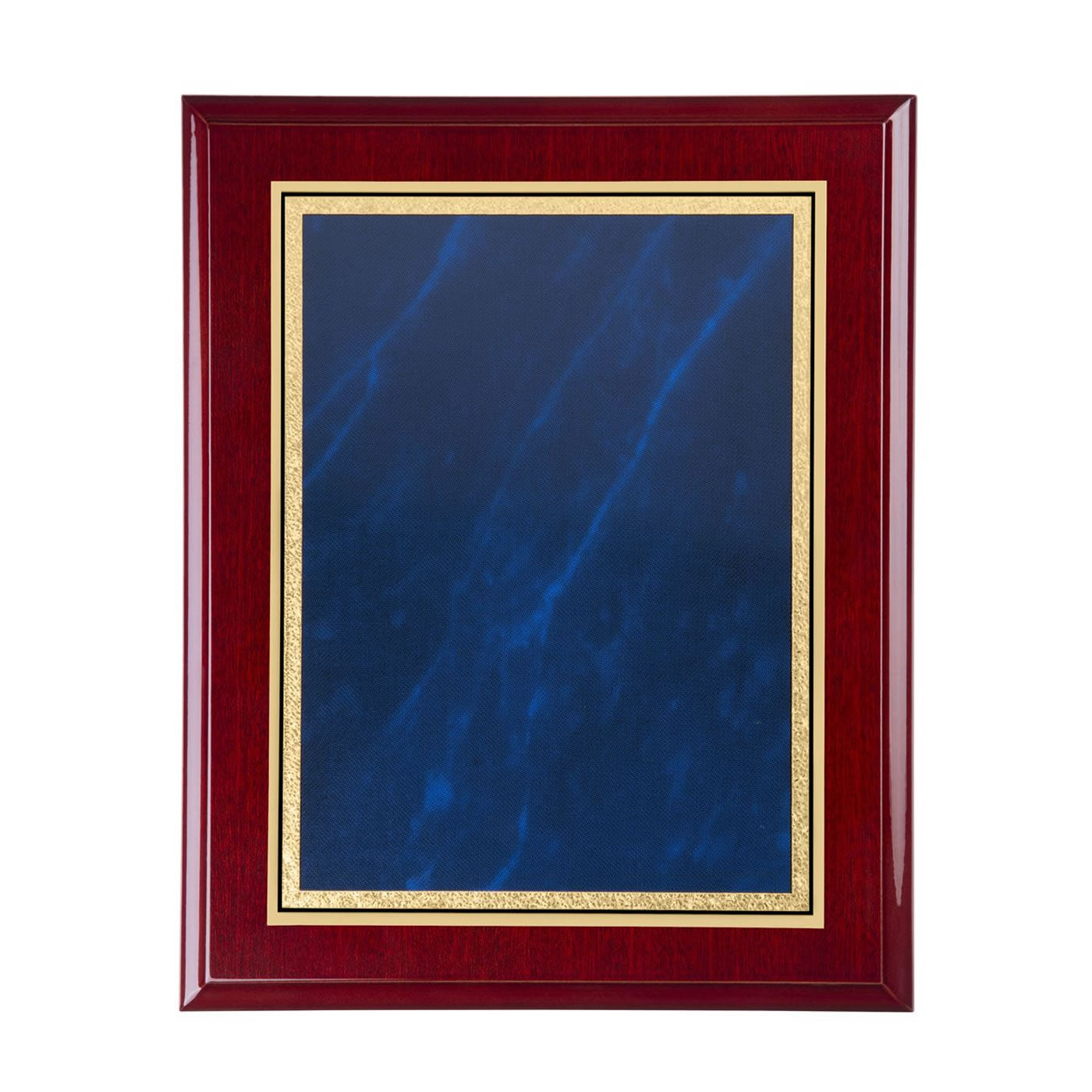 Rosewood Finish Plaque - Blue Marble Mist Front