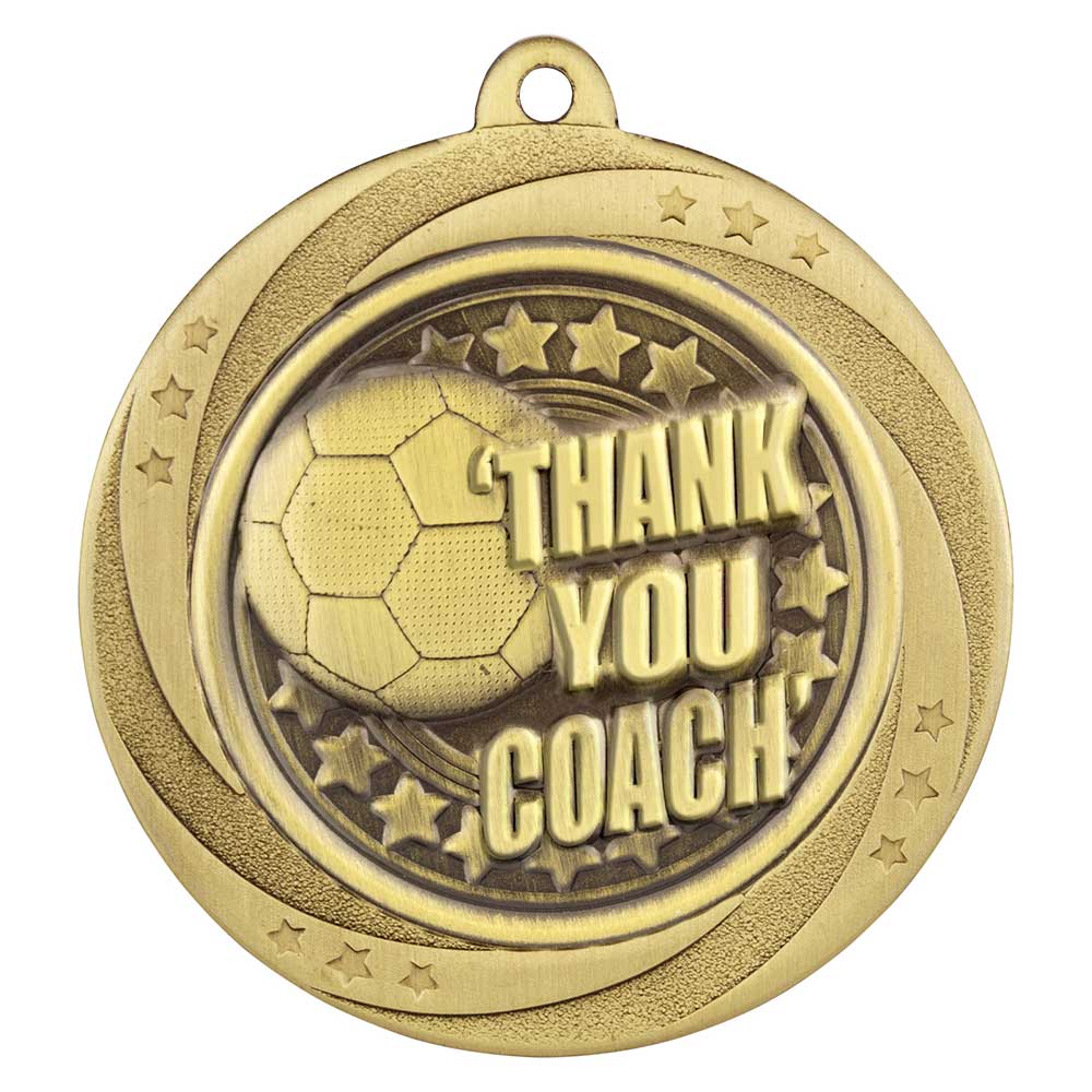 Superstar Thank You Coach Football Medal 6cm