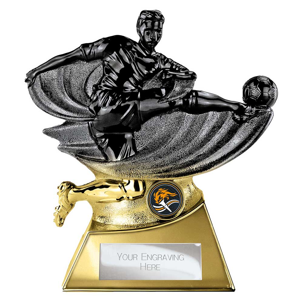 Power Strike Football Trophy Heavyweight Award in Carbon Black & Gold ...