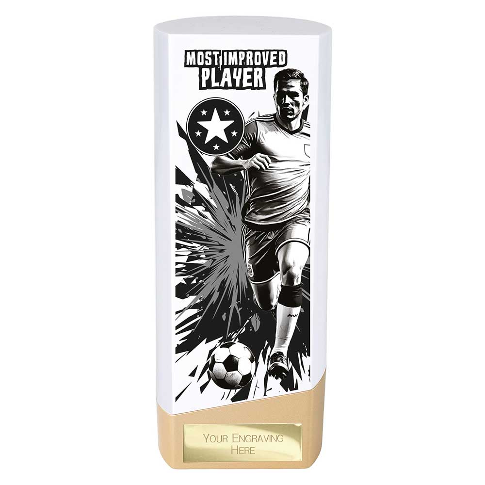 Prime Heavyweight Most Improved Player Football Trophy Award in White ...