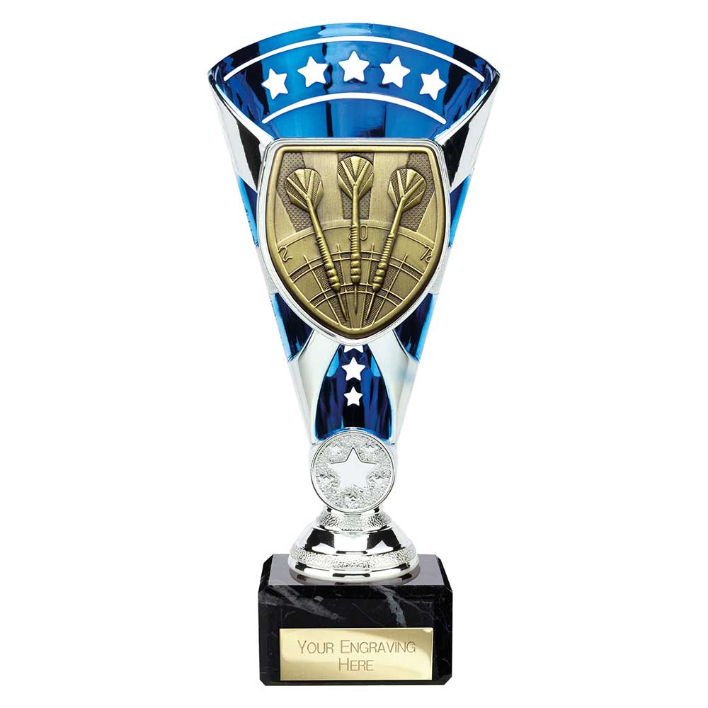 Cobra Star Darts Trophy Cup Silver And Blue