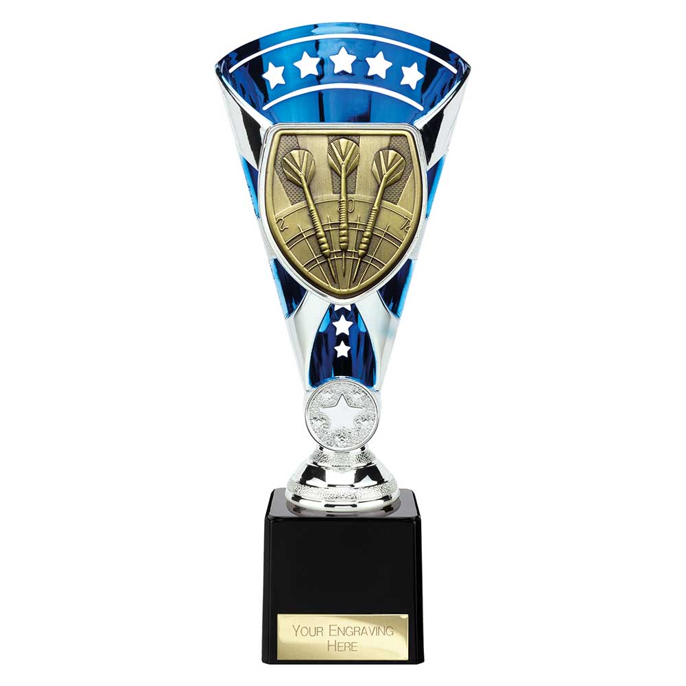 Cobra Star Darts Trophy Cup Silver And Blue