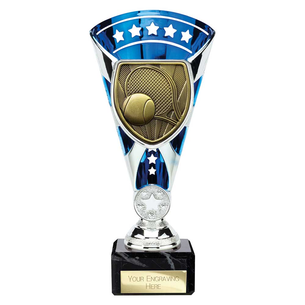 Cobra Star Tennis Trophy Cup Silver And Blue Cup Silver And Blue