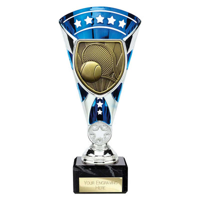 Cobra Star Tennis Trophy Cup Silver And Blue Cup Silver And Blue