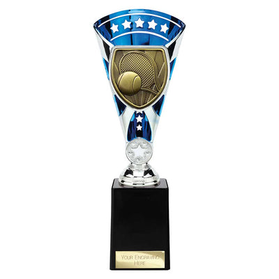 Cobra Star Tennis Trophy Cup Silver And Blue Cup Silver And Blue