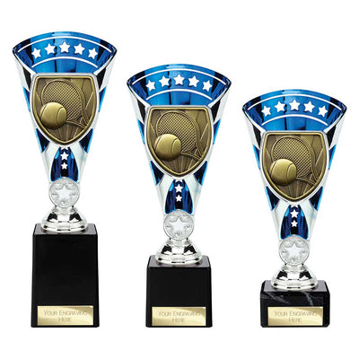 Cobra Star Tennis Trophy Cup Silver And Blue Cup Silver And Blue