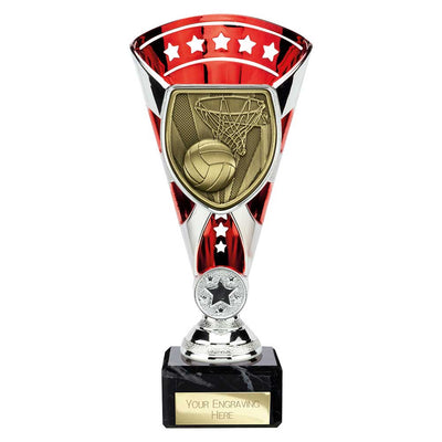 Cobra Star Netball Trophy Cup Silver And Red