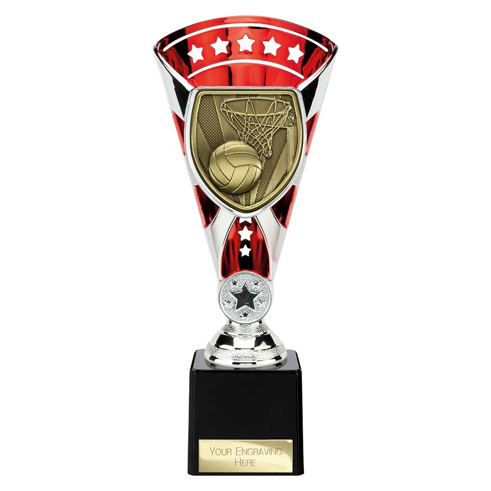 Cobra Star Netball Trophy Cup Silver And Red