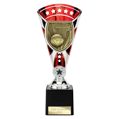 Cobra Star Netball Trophy Cup Silver And Red