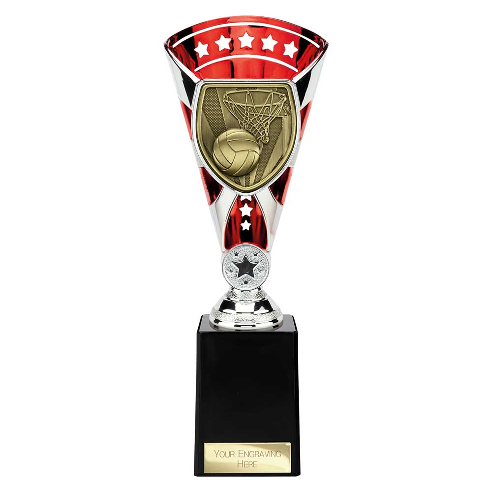 Cobra Star Netball Trophy Cup Silver And Red