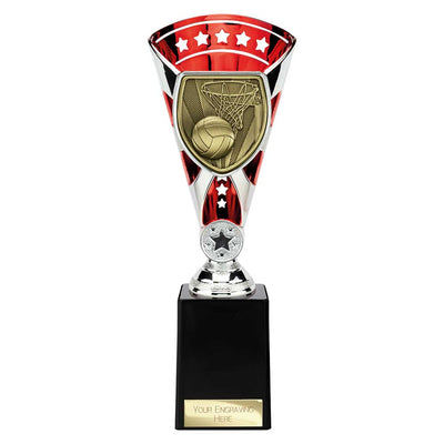 Cobra Star Netball Trophy Cup Silver And Red