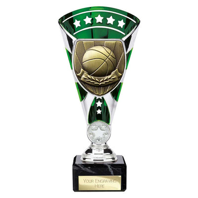 Cobra Star Basketball Trophy Cup Silver And Green