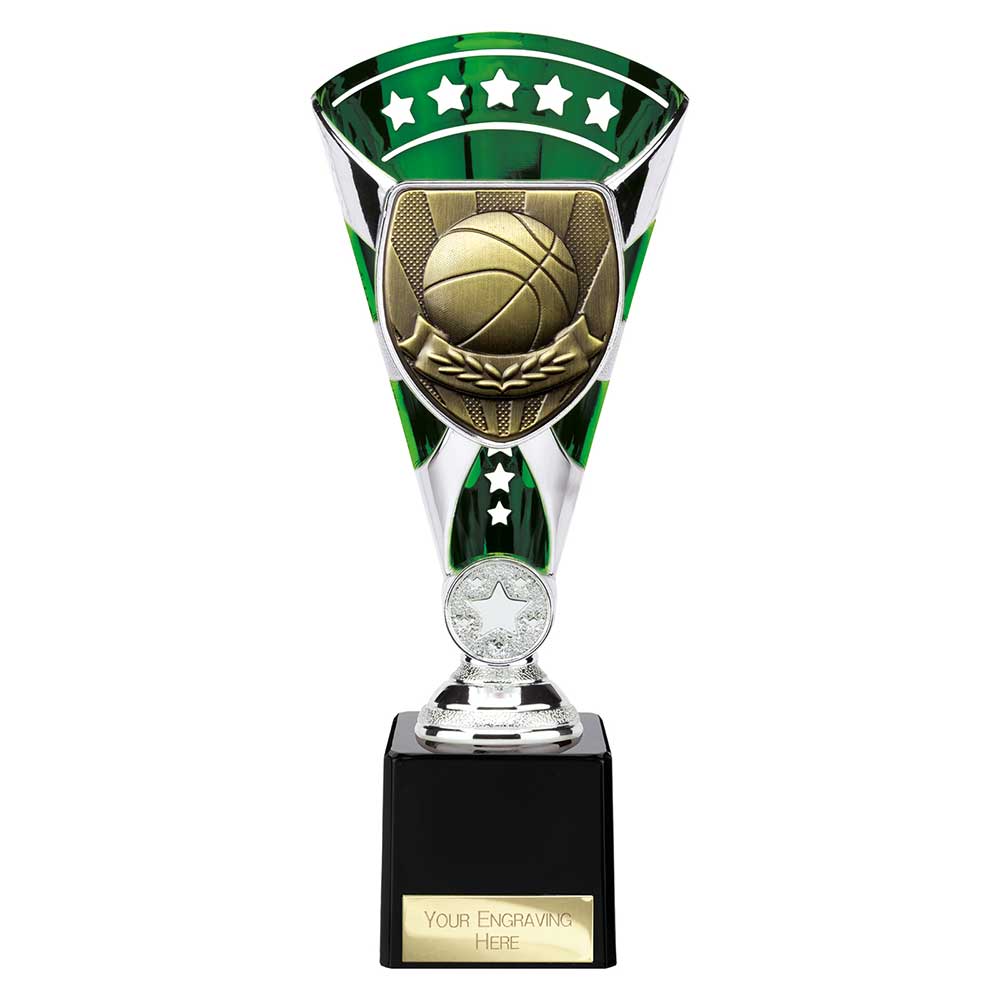 Cobra Star Basketball Trophy Cup Silver And Green