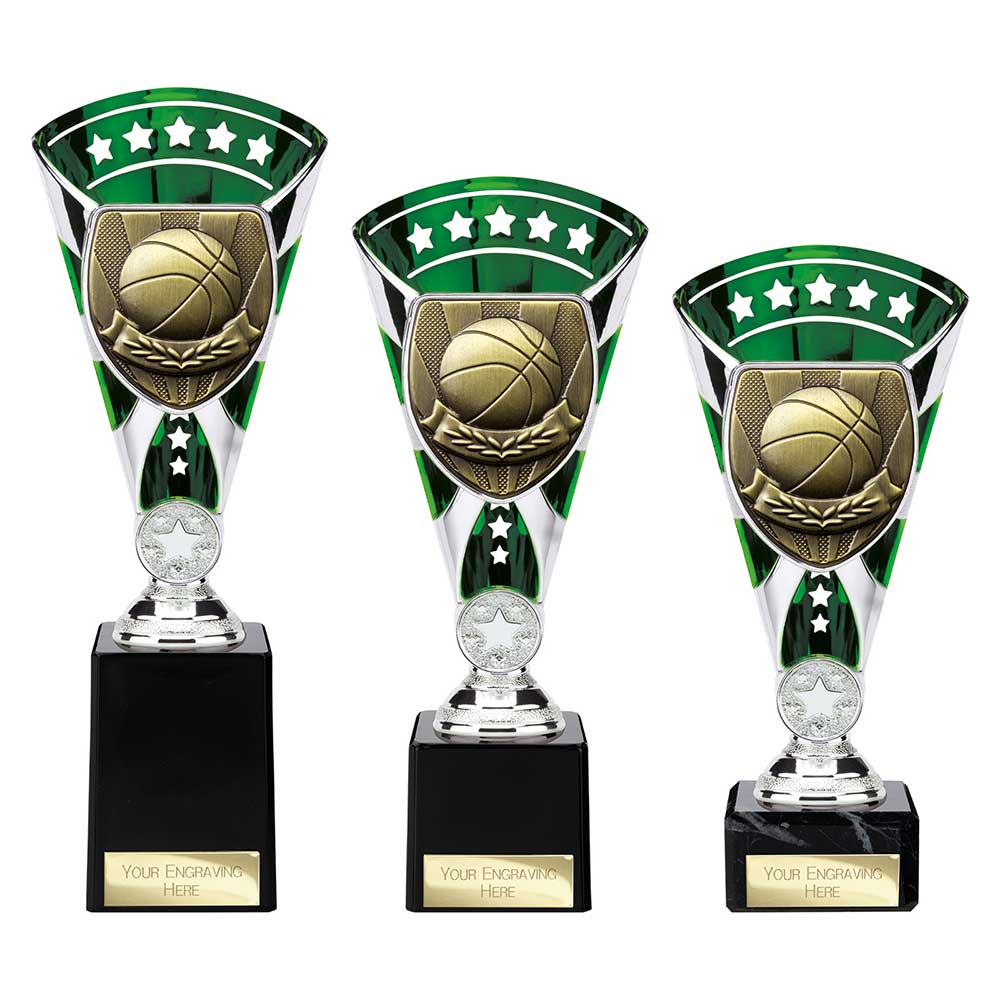 Cobra Star Basketball Trophy Cup Silver And Green