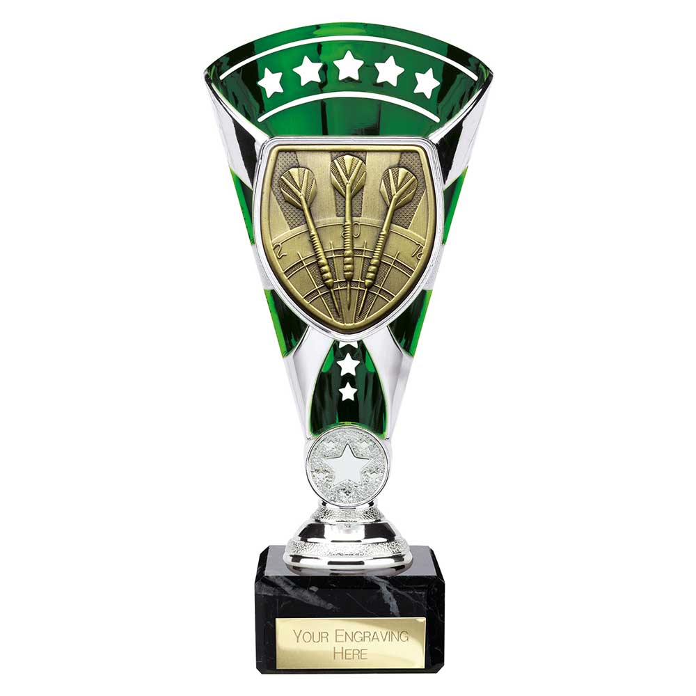 Cobra Star Darts Trophy Cup Silver And Green