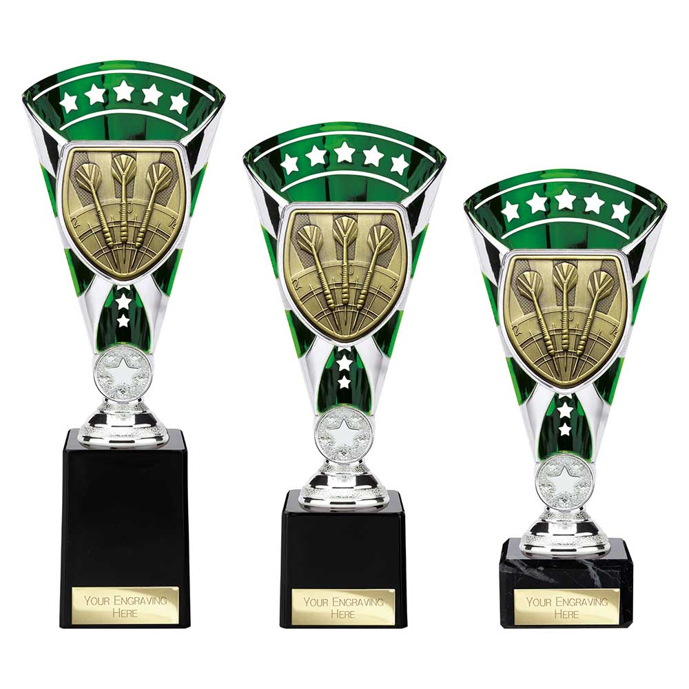 Cobra Star Darts Trophy Cup Silver And Green