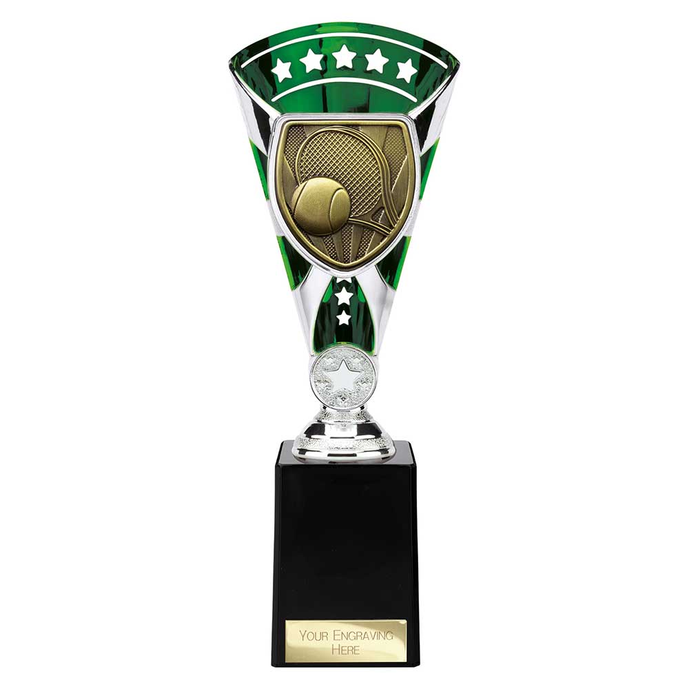 Cobra Star Tennis Trophy Cup Silver And Green