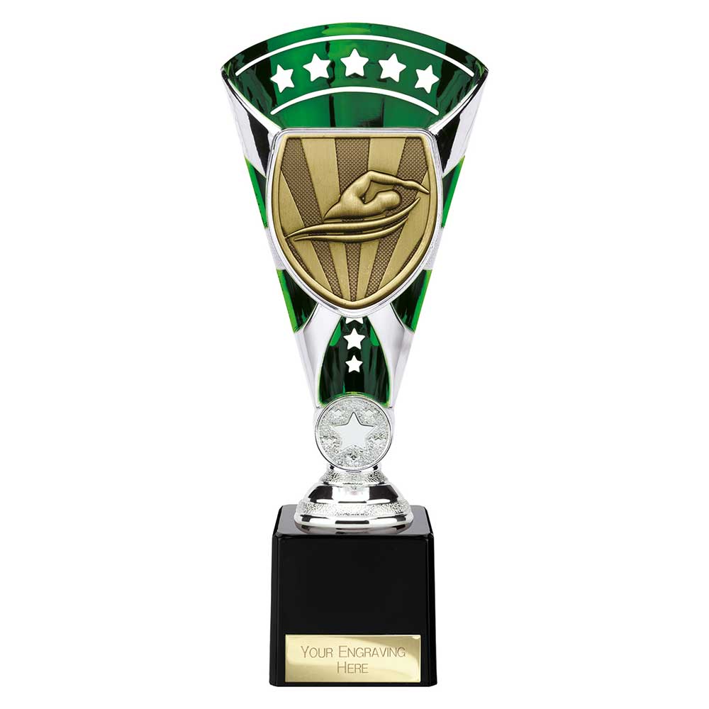 Cobra Star Swimming Trophy Cup Silver And Green