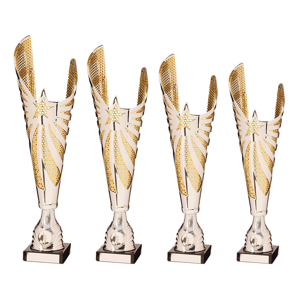 Mega Star Laser Cut Trophy Cup Silver And Gold