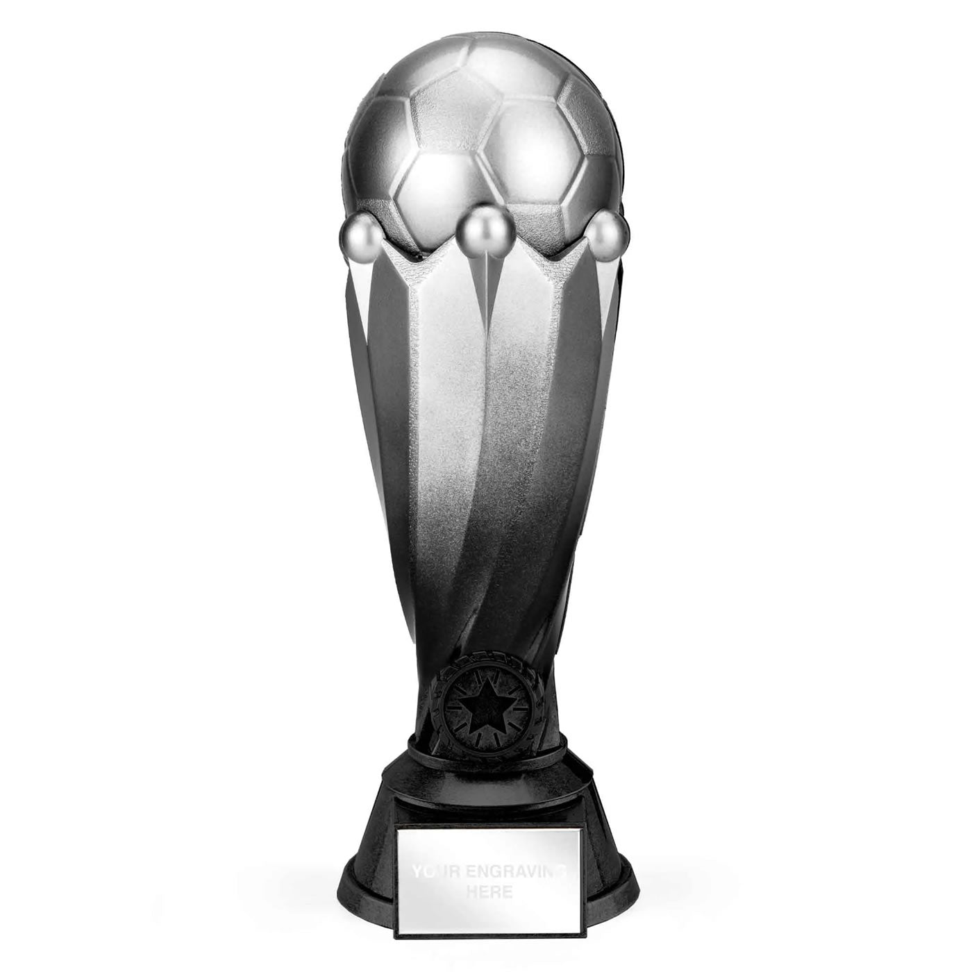 Silver & Black Tower Football Trophy - 16cm