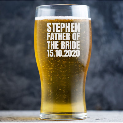 Personalised Beer Glass Pint Glass - Wedding