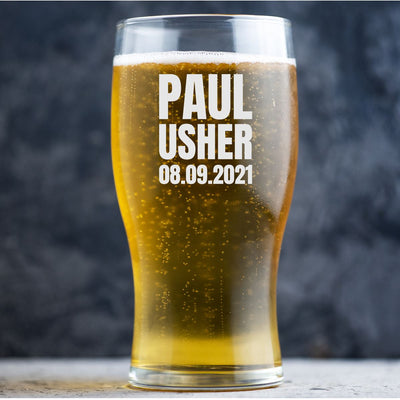 Personalised Beer Glass Pint Glass - Wedding