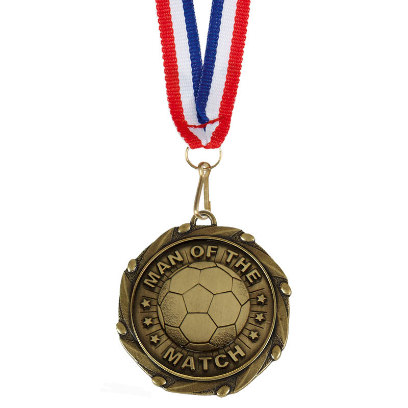 Man of the Match Soccer Medal Antique Gold 4.5cm