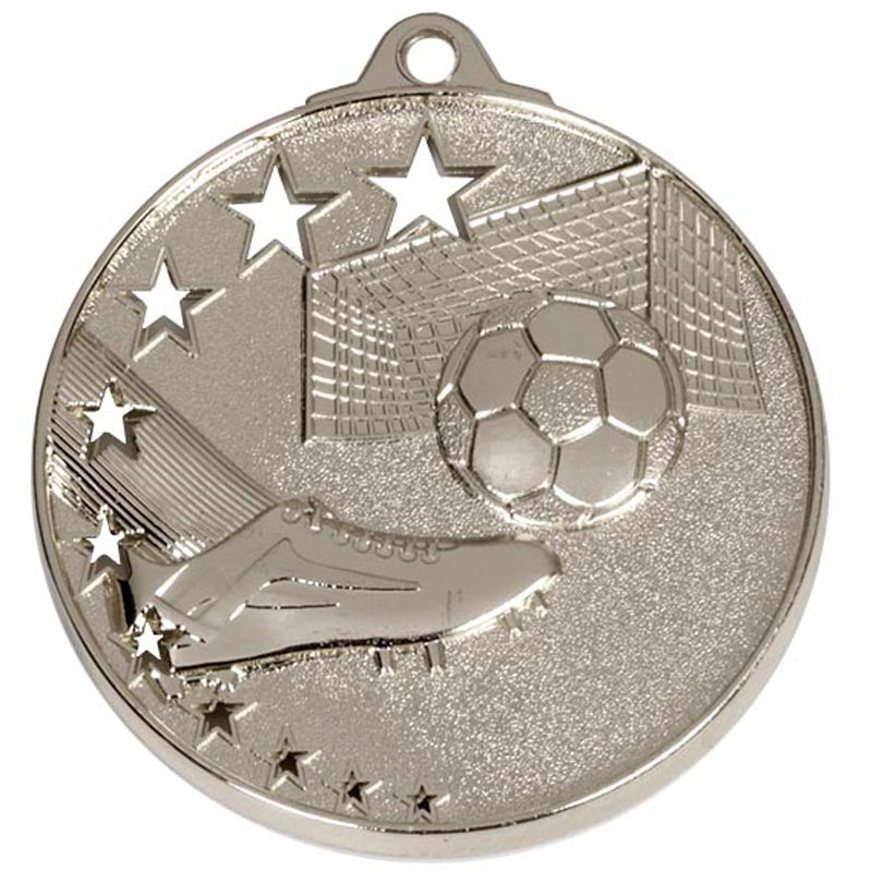Silver Soccer Cut Star Medal 5cm