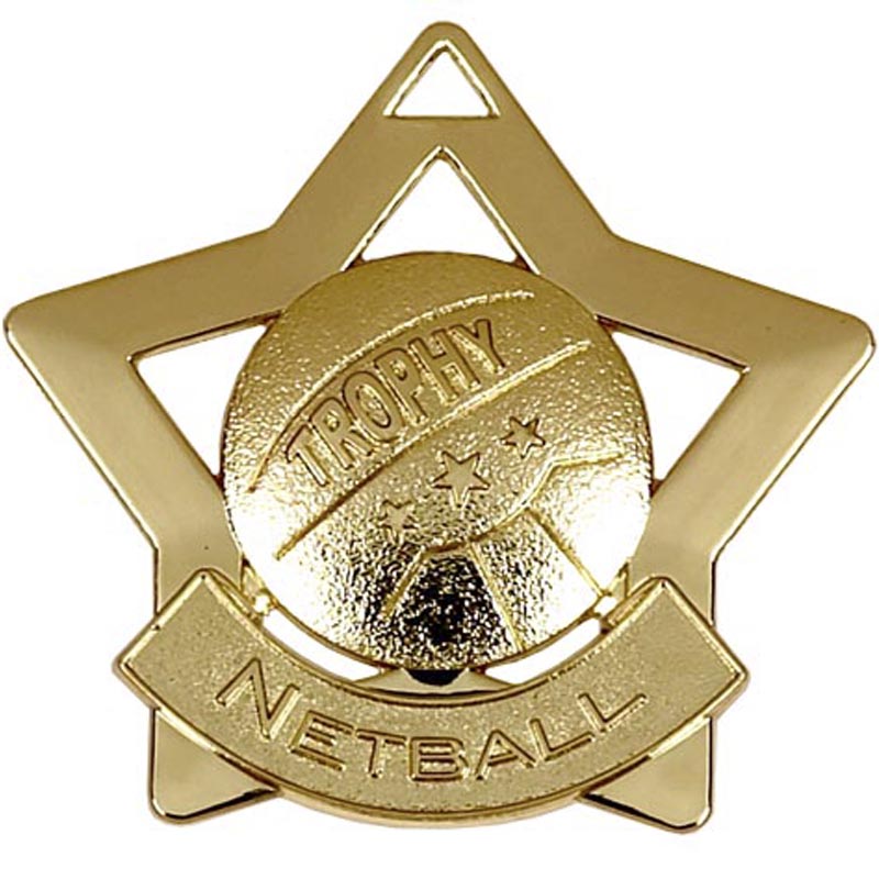 Gold Netball Mini Star Medal 5.5cm