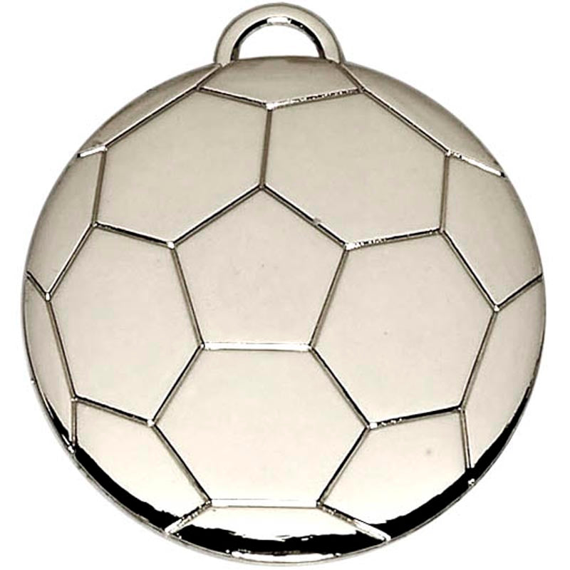 Silver Soccer Pattern Medal 4cm