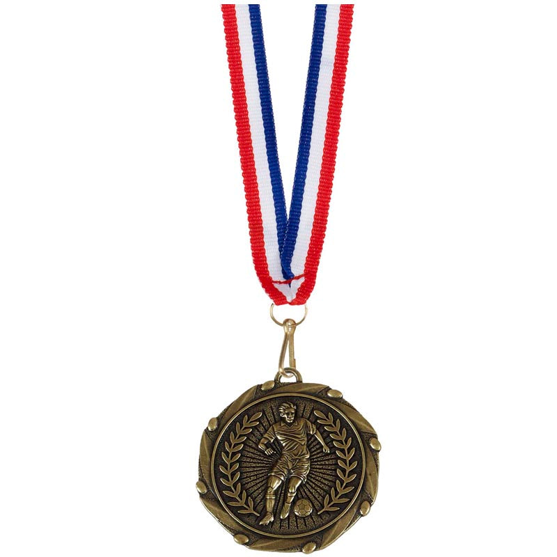 Soccer Player Medal Antique Gold 4.5cm