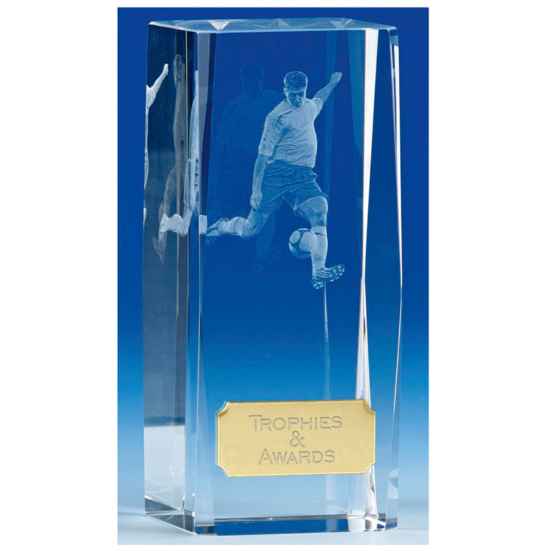 Glass Soccer Trophy Optical Crystal Footballer Award