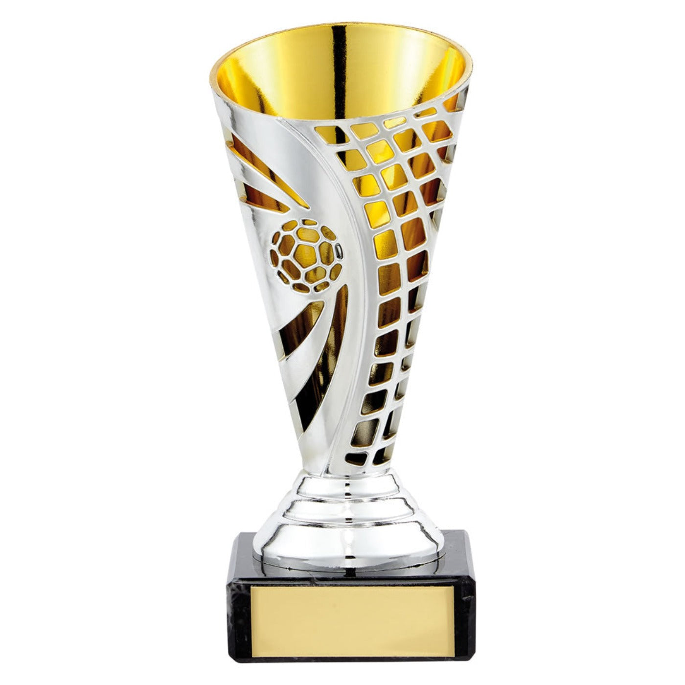 Soccer Series Defender Trophy Cup In Silver and Gold