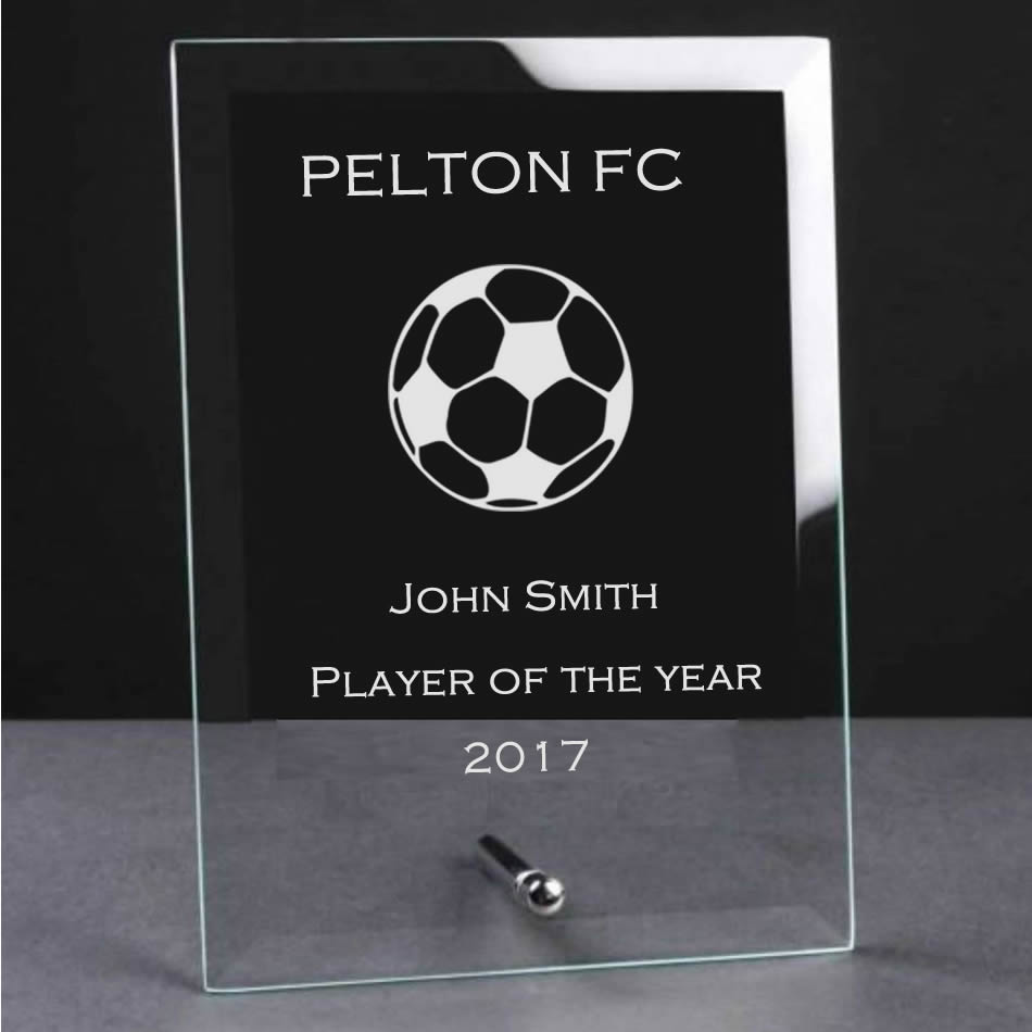 Glass Plaque Trophy Award - Soccer