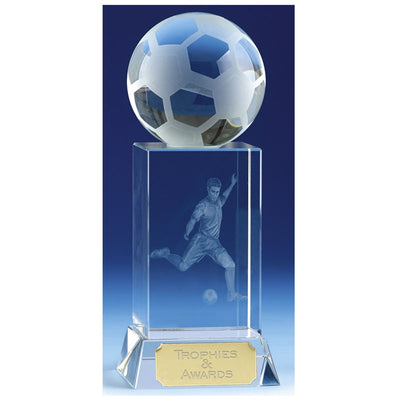 Glass Soccer Trophy Mercury Optical Crystal Soccer Player Award